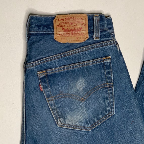 1990's Vintage Levis 501 Denim Jeans Dark Wash Di… - image 2