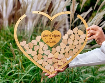 Gold Heart Frame Wedding Guest Book Alternative, Clear Acrylic