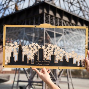 Libro degli ospiti di Chicago, panorama di Chicago, libro degli ospiti personalizzato, alternativa al libro degli ospiti per matrimonio, libro degli ospiti per matrimonio, cartello per libro degli ospiti, libro degli ospiti