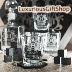 Whisky personnalisé, ensemble de carafe à whisky, cadeau de Noël, verres à whisky, pierres à whisky, ensemble de carafe à bourbon, cadeaux de whisky, carafes image 5