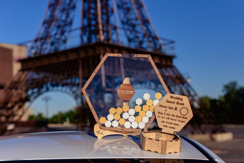 Hexagon Shape Guest Book, Wedding Guest Book, Hexagon Guest Book, Wedding Guest Book Alternative, Transparent Hexagon Guestbook Wedding Gift image 5