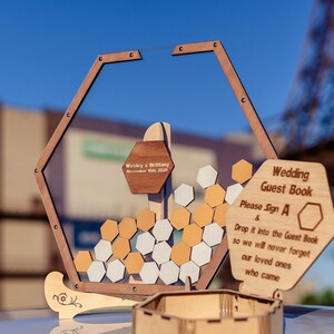 Hexagon Shape Guest Book, Wedding Guest Book, Hexagon Guest Book, Wedding Guest Book Alternative, Transparent Hexagon Guestbook Wedding Gift image 2
