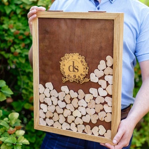 Wood Hearts Wedding Guest Book, Wedding Guest Book Alternative, Guest Book, Rustic Wedding Guest Book, Drop Box Wedding Guest Book, Wedding