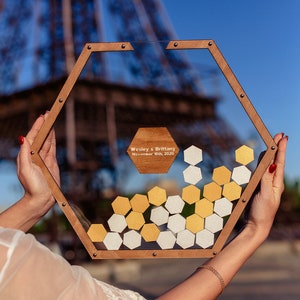 Hexagon Shape Guest Book, Wedding Guest Book, Hexagon Guest Book, Wedding Guest Book Alternative, Transparent Hexagon Guestbook Wedding Gift image 4
