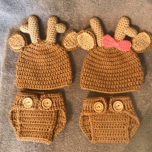 Crochet Baby Deer Outfit, Baby Deer Hat With Diaper Cover Set, Deer Outfit For Baby Girl Or Boy, Brown Baby Deer Outfit, Photo Prop, Gift