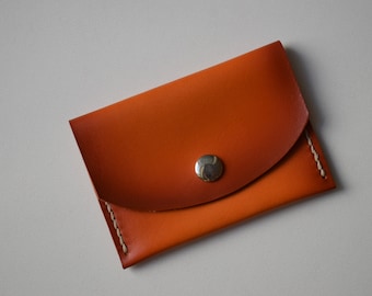 Hand Stitched Leather Coin Pouch, Brass Snap Closure