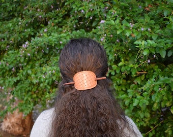 leather hair barrette with stick