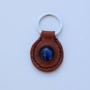 Leather Keychain With Stone