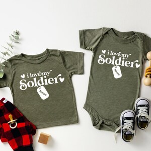I Love My Soldier Toddler Tshirt or Onesie with Custom Name, My Uncle My Hero, Daddy in Army, Military Baby Onesie, proud army son, daughter