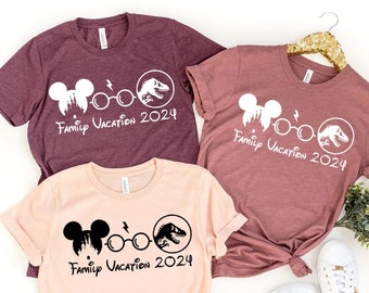 Universal Family Vacation Shirts, 2024, Disney world, theme park, Orlando, Florida, Mickey, Jurassic, Mom, Dad, Kids, Bella Canvas, Mauve