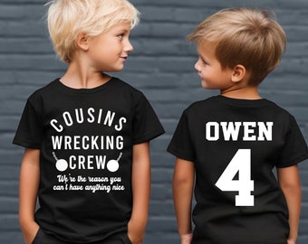 Cousins Wrecking Crew Personalized TShirt, Custom Name and Number, Gift for grandchild, Blue Collar Kids, Union Son, Baby, Toddler, Youth