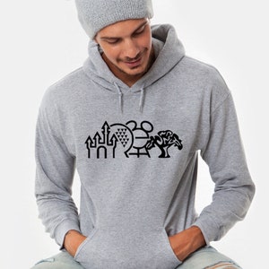 Disney Hoodie for Men, Disney Dad Sweatshirt, Heather Grey Hooded Sweatshirt, Family Sweatshirts, Youth and Adult sizes, Parks, Vacation
