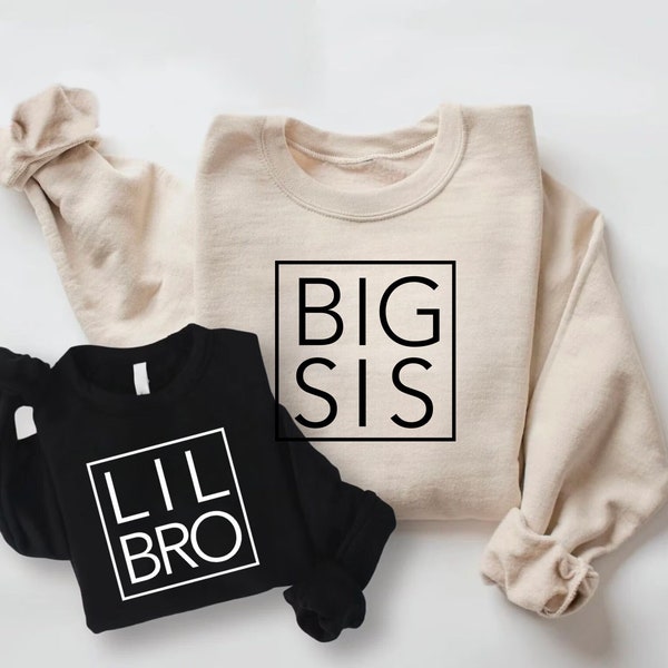 Big Sis Crewneck Sweatshirt, Matching Sibling Sweatshirt, Lil Bro Toddler Crewneck Sweater, Gift for Grandkids, Big Sister, Little Brother