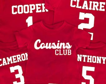 Personalized Cousin Shirts for Kids, Cousin Crew Red Tshirt, Custom Name and Number, Baby, Toddler, Youth, Adult, Grandchild Name and Age