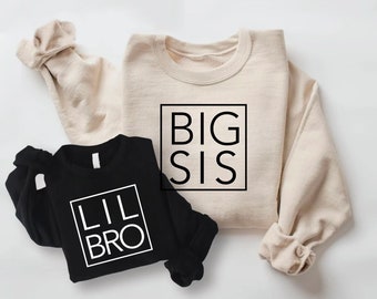 Big Sis Crewneck Sweatshirt, Matching Sibling Sweatshirt, Lil Bro Toddler Crewneck Sweater, Gift for Grandkids, Big Sister, Little Brother