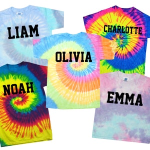 Kids Tie Dye Shirt with Name, Custom Tie Dye Tshirt, Personalized, Birthday Shirt idea, Toddler, Youth, Adult, Shirt for grandkid, bro, sis