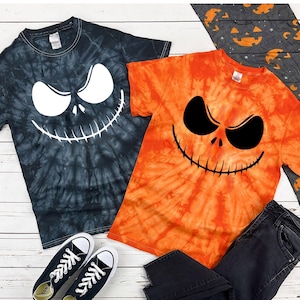 Halloween Jack Tie Dye Shirt, Nightmare Smile, Tie Dye Family Halloween Shirts, Orange Tie Dye, Black Tie Dye, 2023, Youth, Adult, for kids