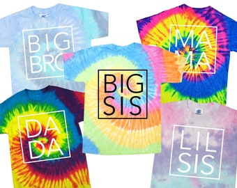 Big Sis Tie Dye Shirt, Lil Bro, Matching Family, Siblings, Brother, Sister, Family tees, outfits, Assorted Color and Sizes, Groovy 70s theme