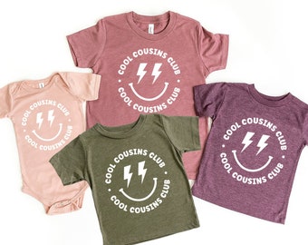 Cousin Shirts, Cousin Crew Tee, Cool Cousins Club, Neutral, Happy Face, Toddler, Youth, Gift for Grandkid, Bella Canvas for Kid, baby reveal