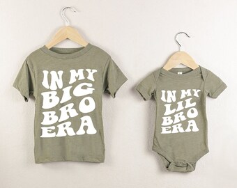 Olive Toddler Big Bro Shirt, Lil Bro onesie, Matching Family, Siblings, Brother, Sister, In My Era, Soft, Triblend, new baby, gender neutral