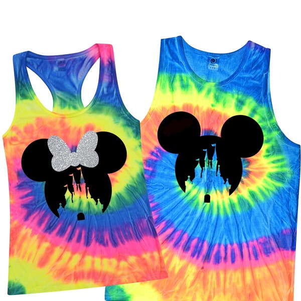 Tie Dye Park Tank Top, Disney Shirts, Minnie Tie Dye Shirt, Glitter Bow, 2024 Matching Family Vacation, Mickey, Orlando Florida, California