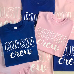 Cousin Crew Kids Shirts and Onesies, Royal Blue, Light Pink, Team Girl, Team Boy, New to the Crew, Gender Reveal Party, big cousin, Toddler