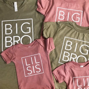 Olive Toddler Big Bro Shirt, Lil Bro onesie, Matching Family, Siblings, Brother, Sister, Quality Triblend, Mauve, new baby, gender neutral image 4