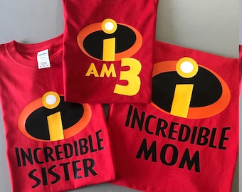 Incredible Family Shirts, Disney Family vacation Tees, Personalized Name, Birthday Age for Kids, Mom, Dad, Aunt, Teacher Appreciation, Park