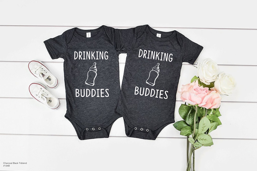 Drinking Buddies Onesie Set Funny Twin Baby Onesies Twin Boy Etsy