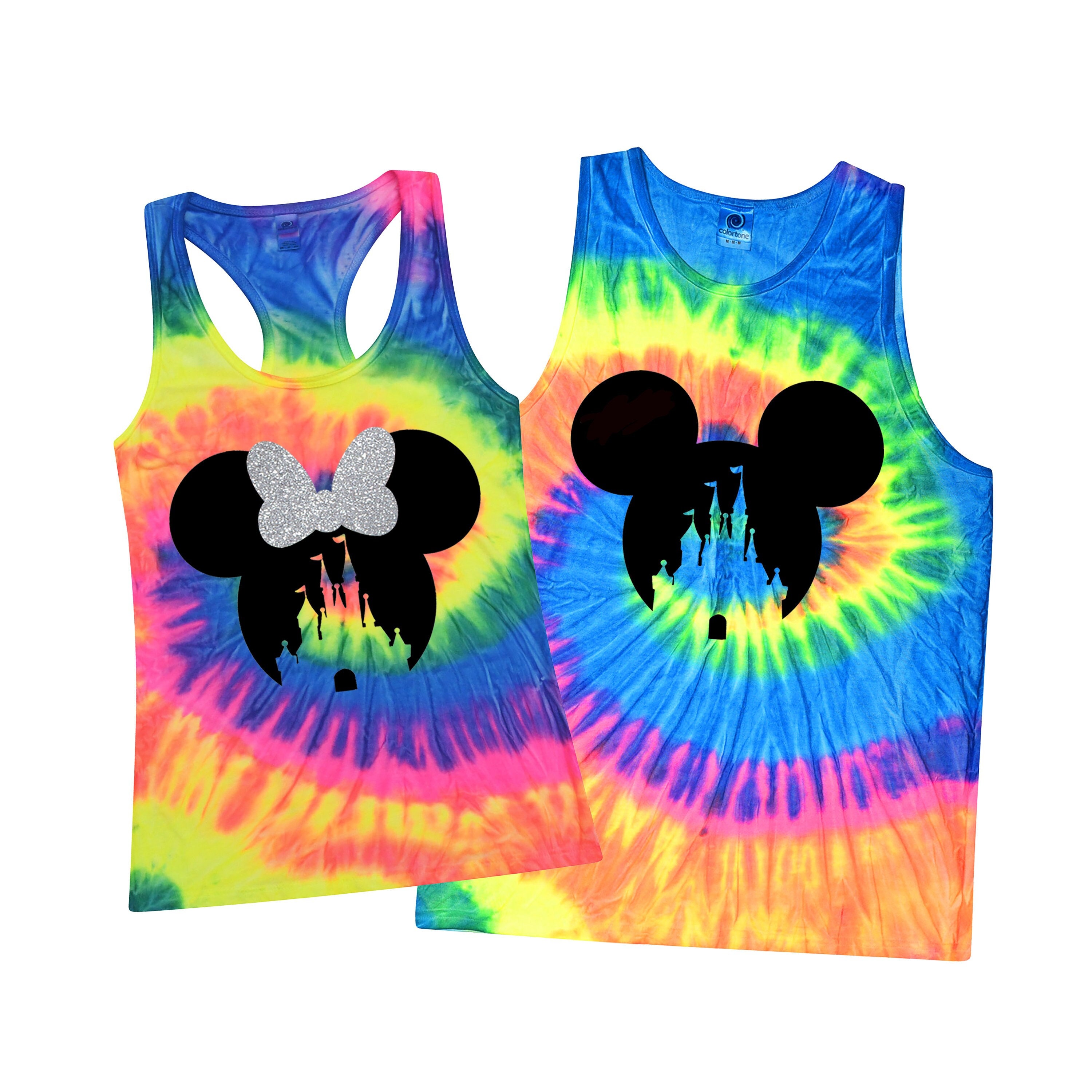 Tie Dye Park Tank Top, Disney Shirts, Minnie Tie Dye Shirt, Glitter Bow, 2024 Matching Family Vacation, Mickey, Orlando Florida, California