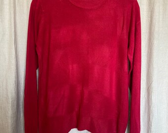 Sibin  Linnebjerg  Denmark Vintage Turtleneck Zipped Women's Sweater Red Wool Combo Size Medium