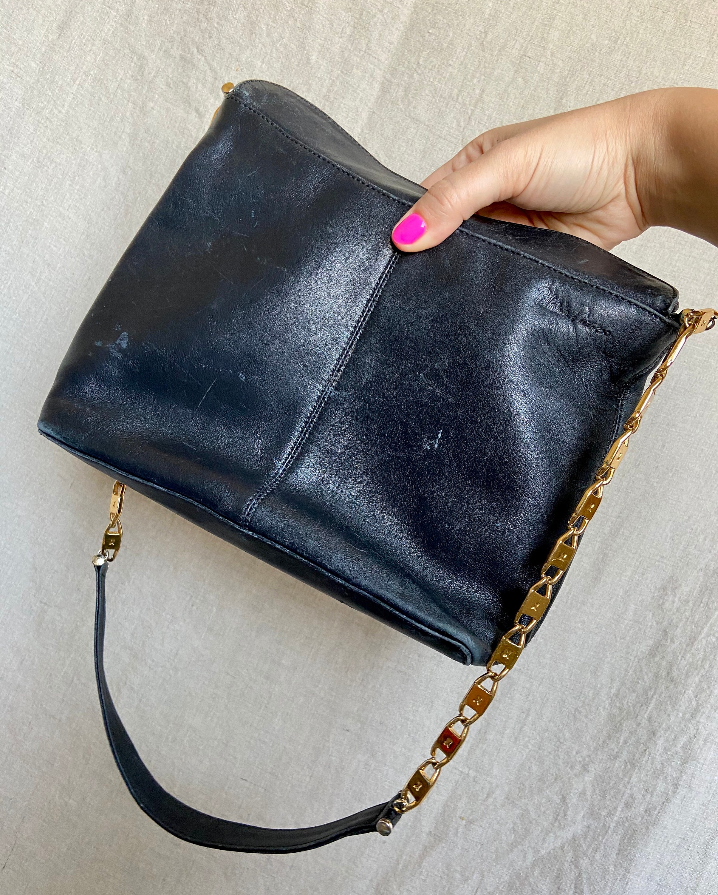 Vintage Paloma Picasso Leather Purse Gold Chain Purse Etsy