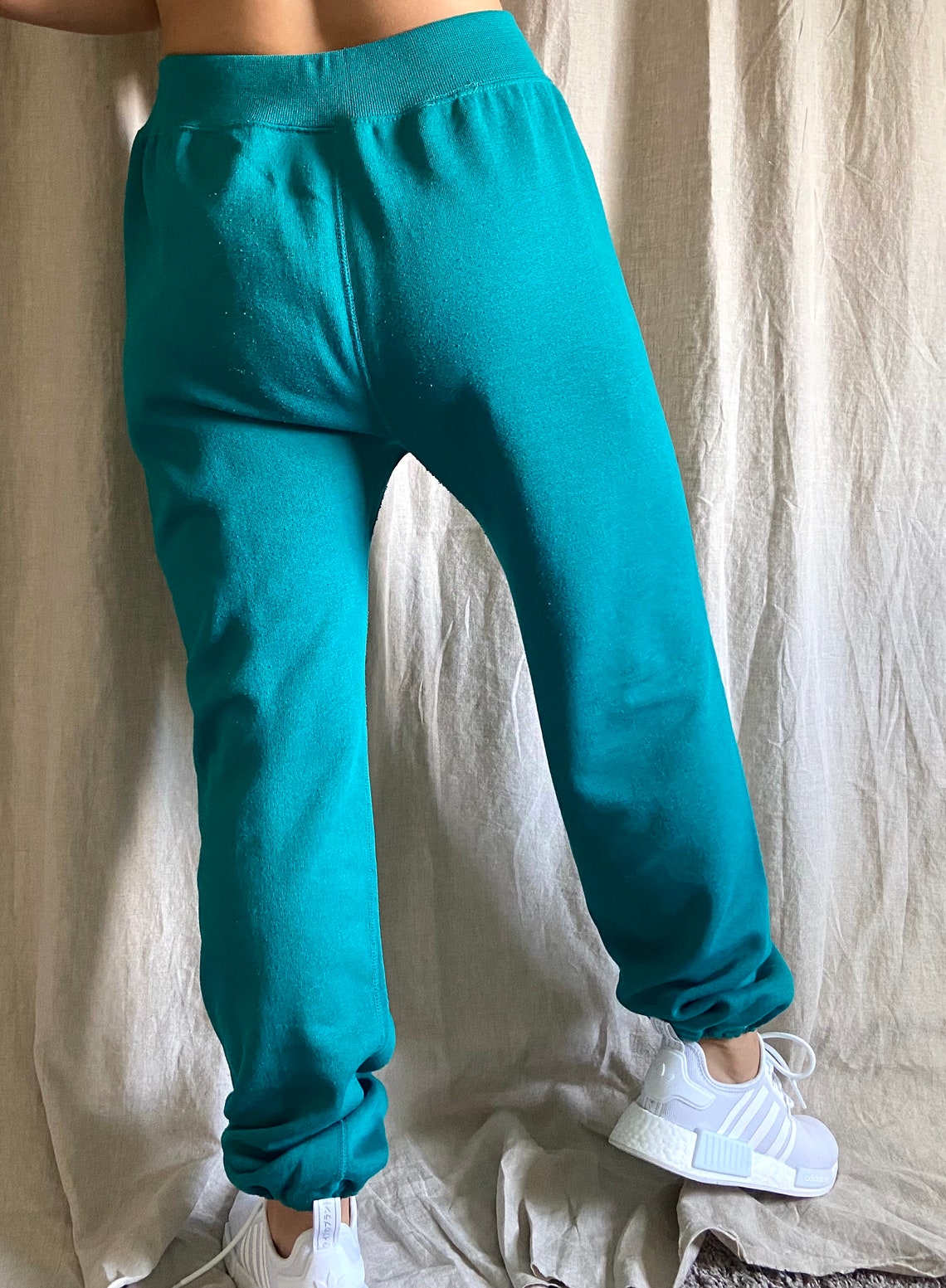 Vintage Turquoise Sweatpants 80s Track Sweats Women's Etsy