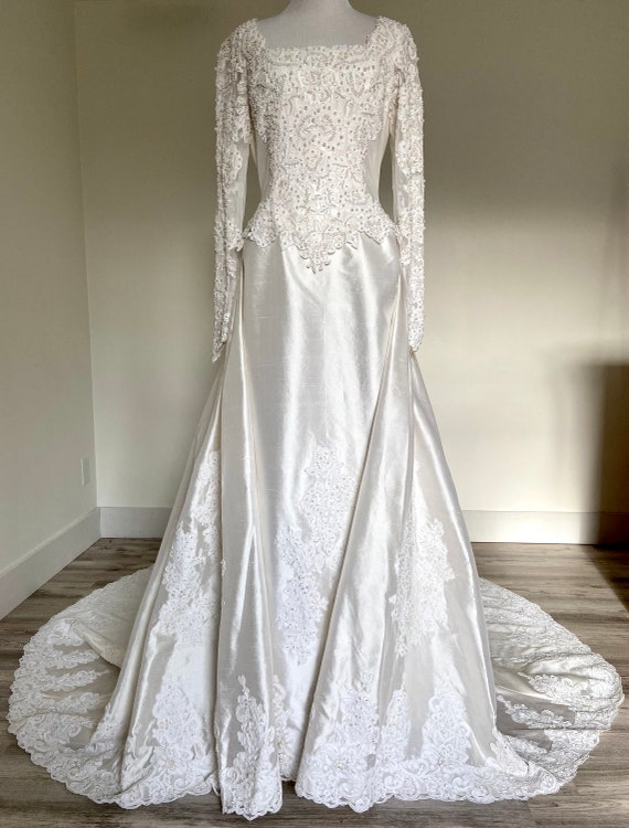 Vintage Wedding Dress, 100% Silk Dress, Wedding Dr