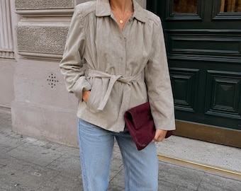 Vintage Orvis Suede Leather Trench Coat, Belted Mini