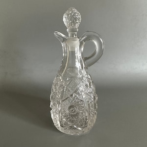 Vintage Imperial Glass Daisy & Button Vinegar Oil Cruet Decanter - Imperial Glass Cruet with Stopper