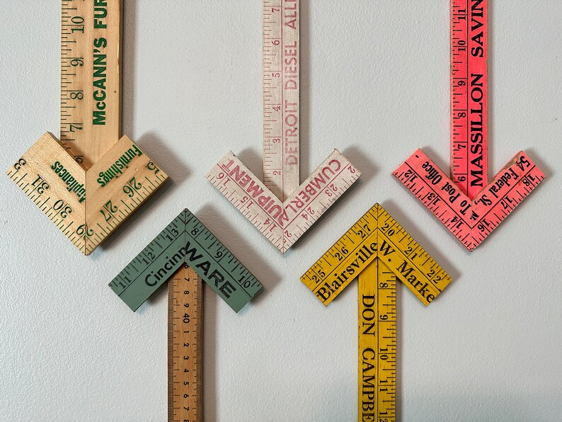 Wooden Yardstick Arrows - Vintage Advertising Rulers - Boho Wall Decor ...