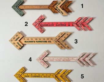 Wooden Yardstick Arrows - Vintage Advertising Rulers - Boho Wall Decor - Ruler Arrows - Arrow Wall Decor - Rustic Home Decor