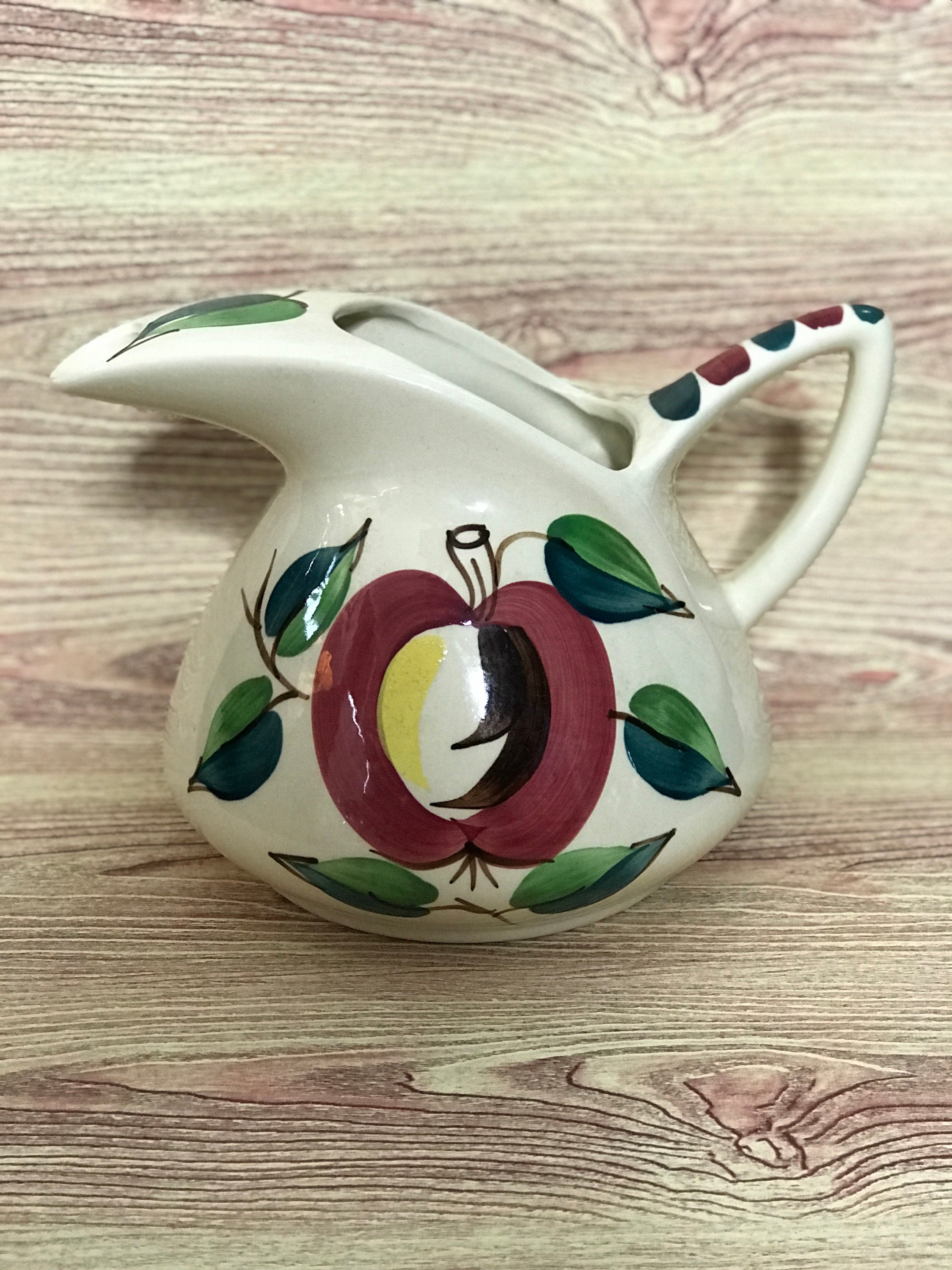 Vintage Purinton Pottery Apple Large Pitcher - Large Purinton Apple Slip Ware Pitcher - Purinton Apple 80 oz Jug - Retro Kitchen Decor