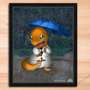 Charmander in Suit Pokémon Art Print