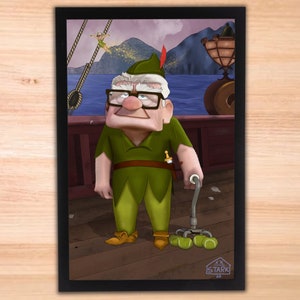 Carl Fredricksen from Pixars “Up” as Peter Pan  11x17 Art Print
