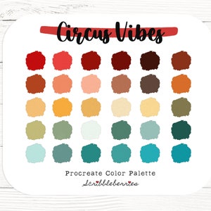 Circus Vibes Color Palette, Procreate Color Palette, Color Swatches, Color Palette, Rich Colors, Procreate Brushes
