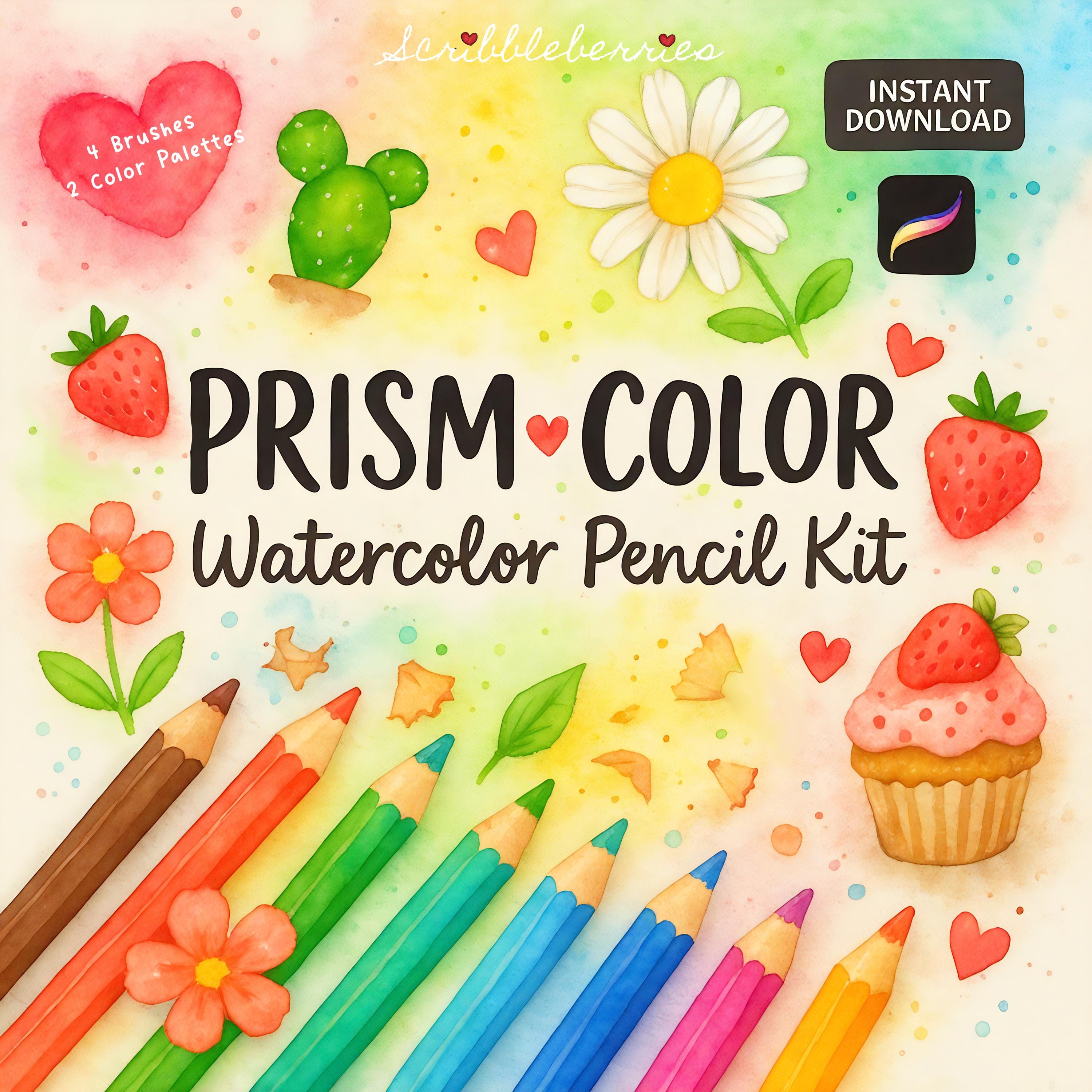 Pinceles de Lápiz Acuarela para Procreate + Paletas de Color | Set Realista de Acuarela y Lápices de Color