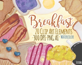 Breakfast Clip Art, Breakfast Clipart, Food Clip Art, Food Illustration, Bacon Clip Art, Cute Food Clip Art, Pastry Clip Art, Donut Clip Art