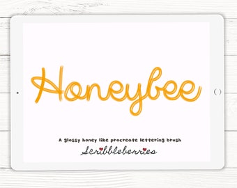 Honeybee Lettering Procreate Brush: Girly Glossy Brush (Digital Download)