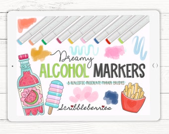 Alcohol Markers Procreate Brushes, Procreate Copic Brushes, procreate fineliner brushes, texture brushes, procreate brushes, procreate ink