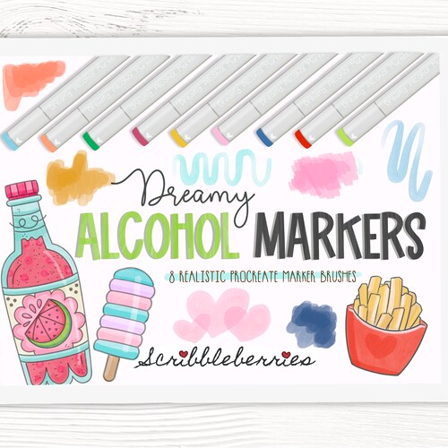 Alcohol Markers Procreate Brush Set: Realistic Texture Brushes (Digital Download)