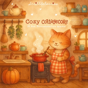 Pennelli Procreate di Cottagecore Illustration: set da 34 pennelli (download digitale)