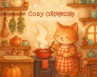 Cottagecore Illustration Procreate Brushes: 34 Brush Set (Digital Download)