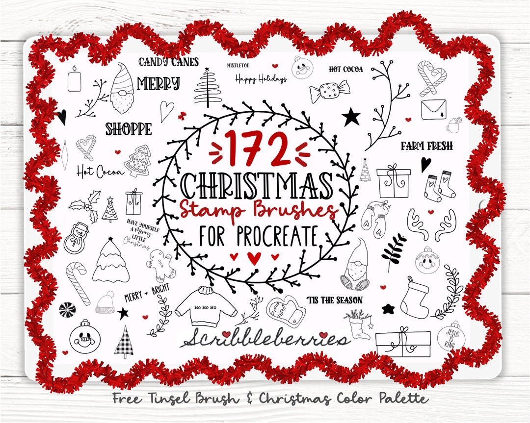 Christmas Stamp Brushes for Procreate: 172 Brush Set - Etsy
